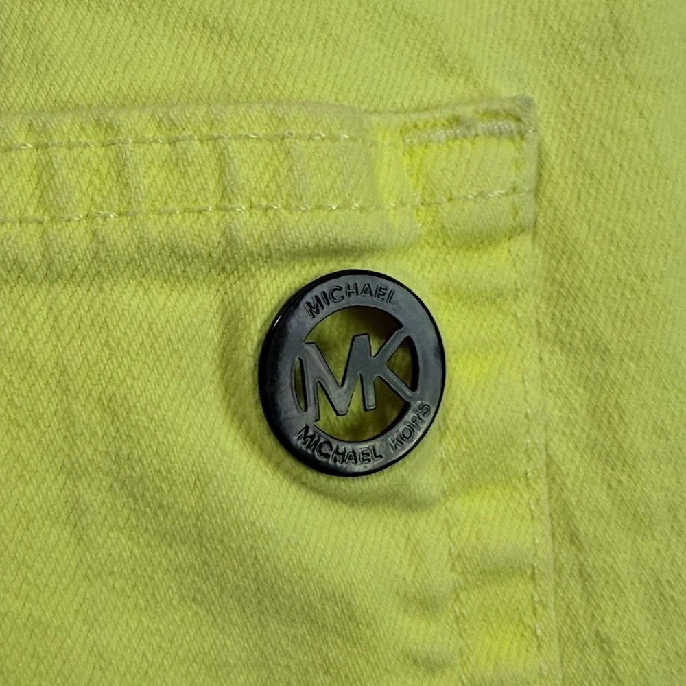 Michael Kors Jean Shorts 10 Neon Yellow Cut Off Shorty Mid Rise Summer Party